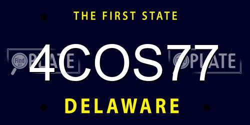 4COS77 Delaware License Plate