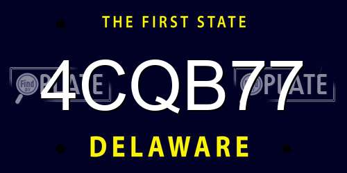 4CQB77 Delaware License Plate
