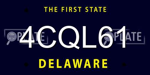 4CQL61 Delaware License Plate