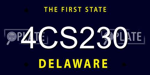 4CS230 Delaware License Plate