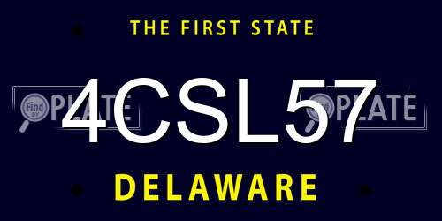 4CSL57 Delaware License Plate