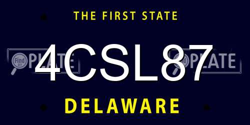 4CSL87 Delaware License Plate