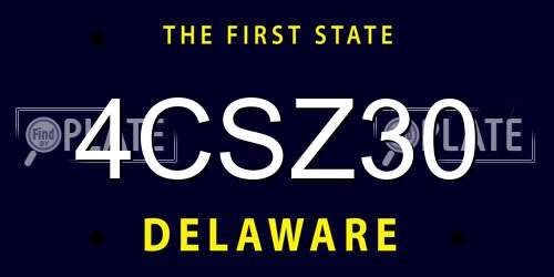 4CSZ30 Delaware License Plate