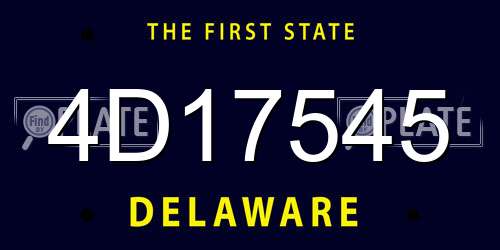 4D17545 Delaware License Plate