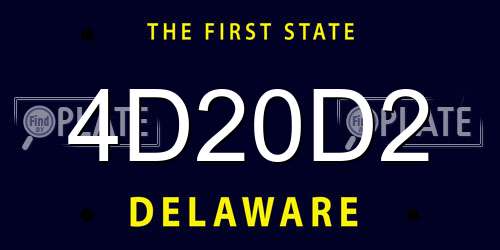 4D20D2 Delaware License Plate