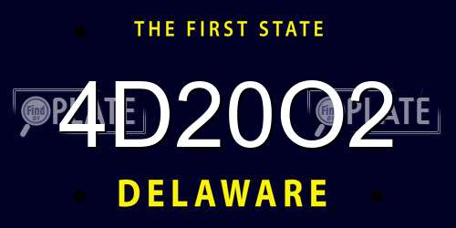 4D20O2 Delaware License Plate