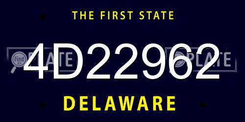 4D22962 Delaware License Plate