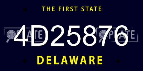 4D25876 Delaware License Plate
