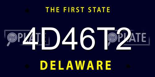 4D46T2 Delaware License Plate