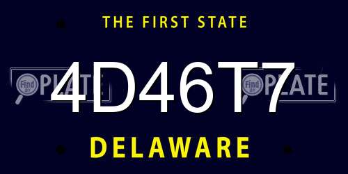 4D46T7 Delaware License Plate