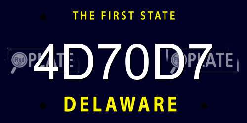 4D70D7 Delaware License Plate