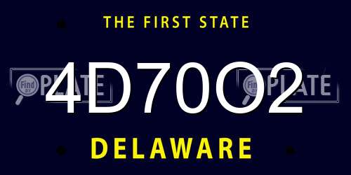 4D70O2 Delaware License Plate