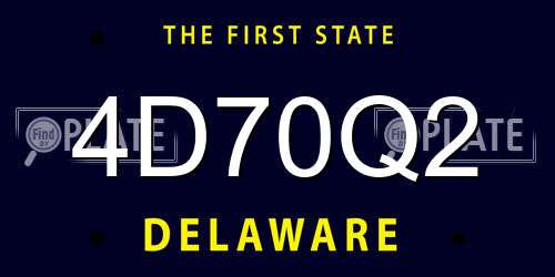 4D70Q2 Delaware License Plate