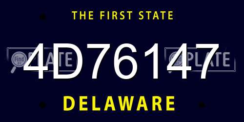 4D76147 Delaware License Plate