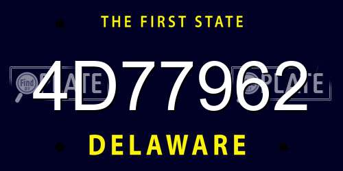 4D77962 Delaware License Plate
