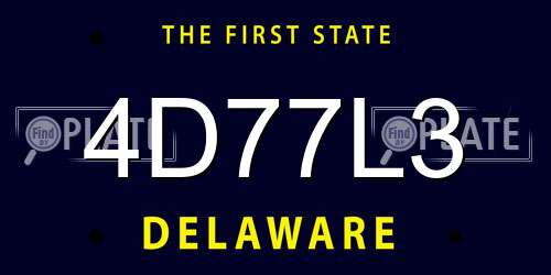 4D77L3 Delaware License Plate
