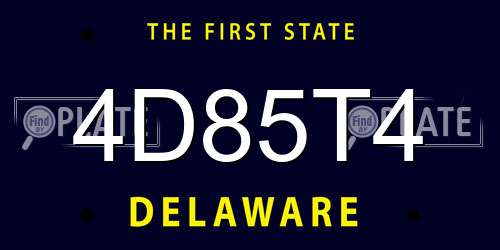 4D85T4 Delaware License Plate