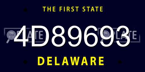 4D89693 Delaware License Plate
