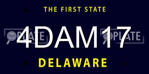 4DAM17 Delaware License Plate