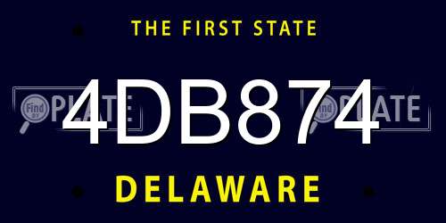4DB874 Delaware License Plate