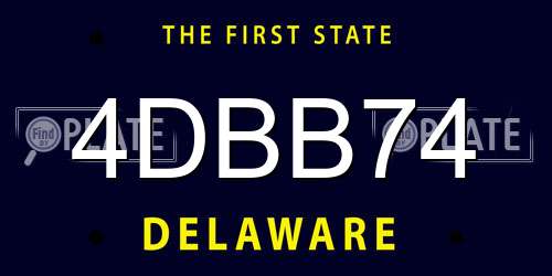 4DBB74 Delaware License Plate