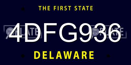 4DFG936 Delaware License Plate