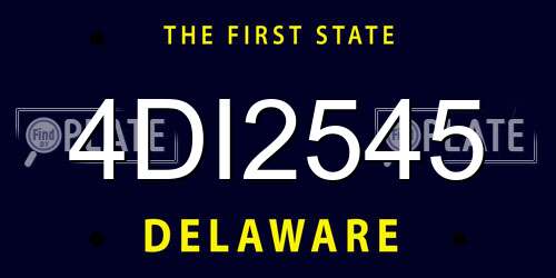 4DI2545 Delaware License Plate