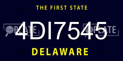 4DI7545 Delaware License Plate