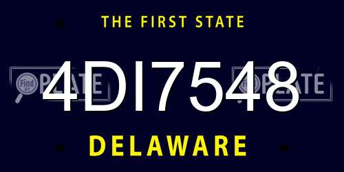 4DI7548 Delaware License Plate