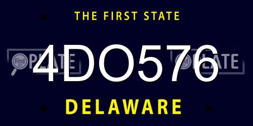 4DO576 Delaware License Plate