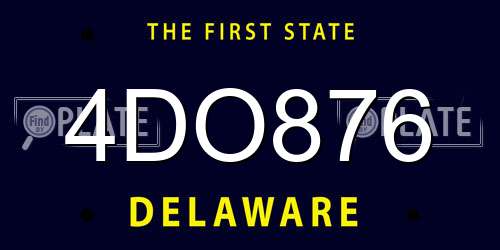 4DO876 Delaware License Plate
