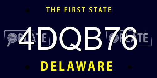 4DQB76 Delaware License Plate