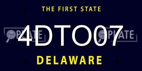 4DTO07 Delaware License Plate