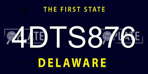 4DTS876 Delaware License Plate