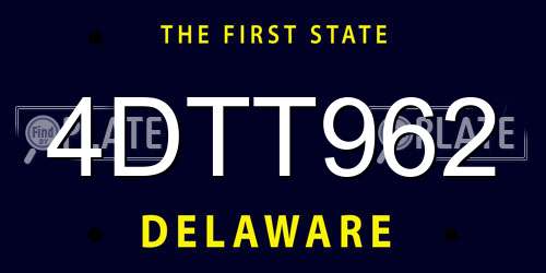 4DTT962 Delaware License Plate