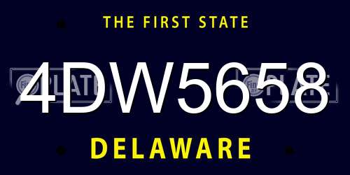 4DW5658 Delaware License Plate