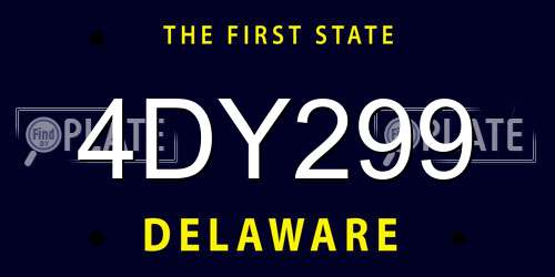 4DY299 Delaware License Plate
