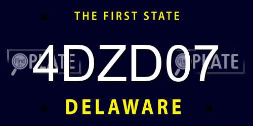 4DZD07 Delaware License Plate