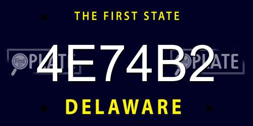 4E74B2 Delaware License Plate