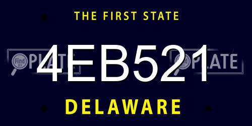 4EB521 Delaware License Plate