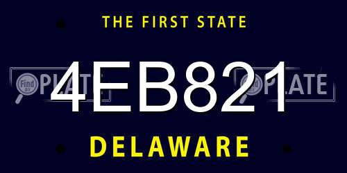 4EB821 Delaware License Plate