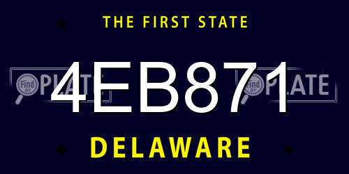 4EB871 Delaware License Plate