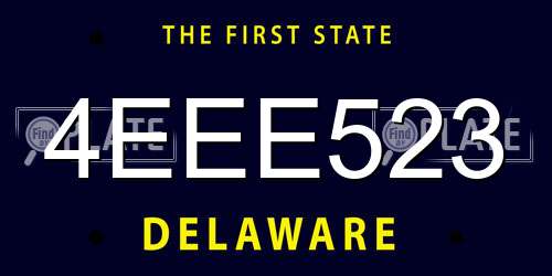 4EEE523 Delaware License Plate