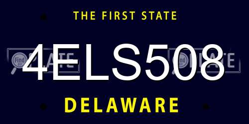 4ELS508 Delaware License Plate