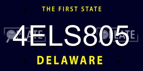 4ELS805 Delaware License Plate