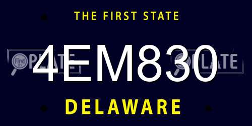 4EM830 Delaware License Plate