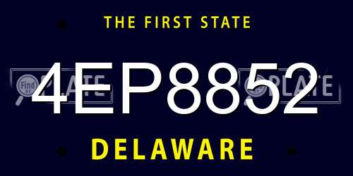 4EP8852 Delaware License Plate
