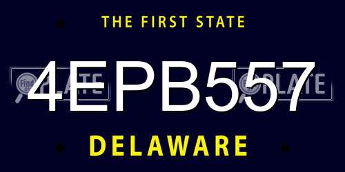 4EPB557 Delaware License Plate