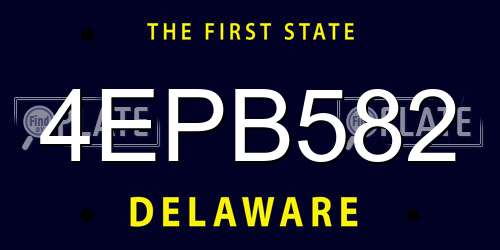 4EPB582 Delaware License Plate