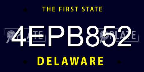 4EPB852 Delaware License Plate